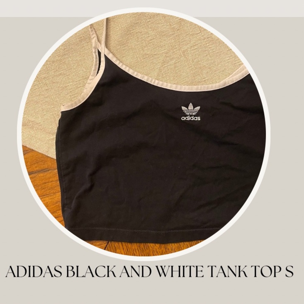 BLACK AND WHITE TANK TOP BY ADIDAS S